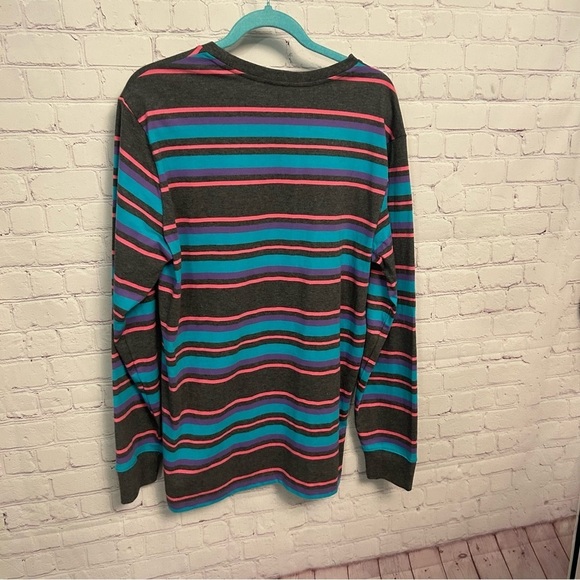 HUF Worldwide pastel striped preppy retro cotton tee, unisex, Large - Picture 2 of 8